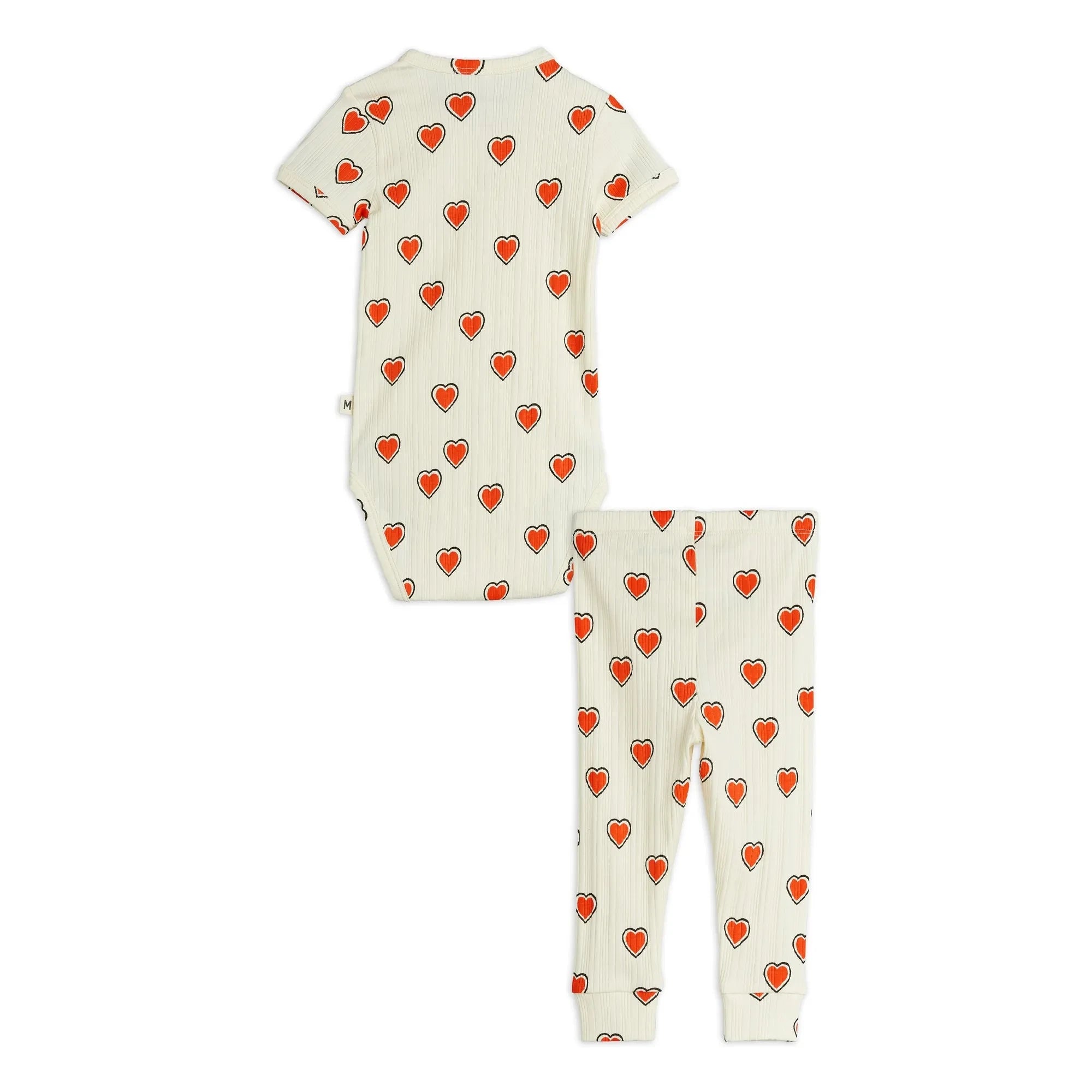 Mini Rodini - Bio-Baumwolle Herz Body und Leggings Set | Ecru