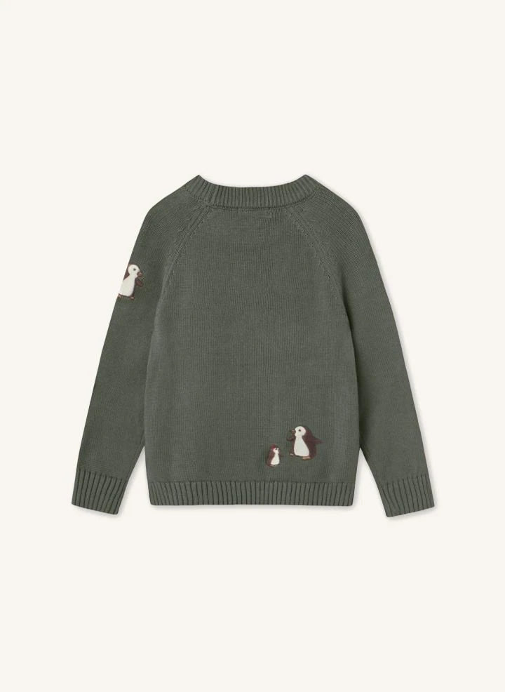Fliink - Mahdi Organischer Baumwoll-Penguin-Pullover | Grün