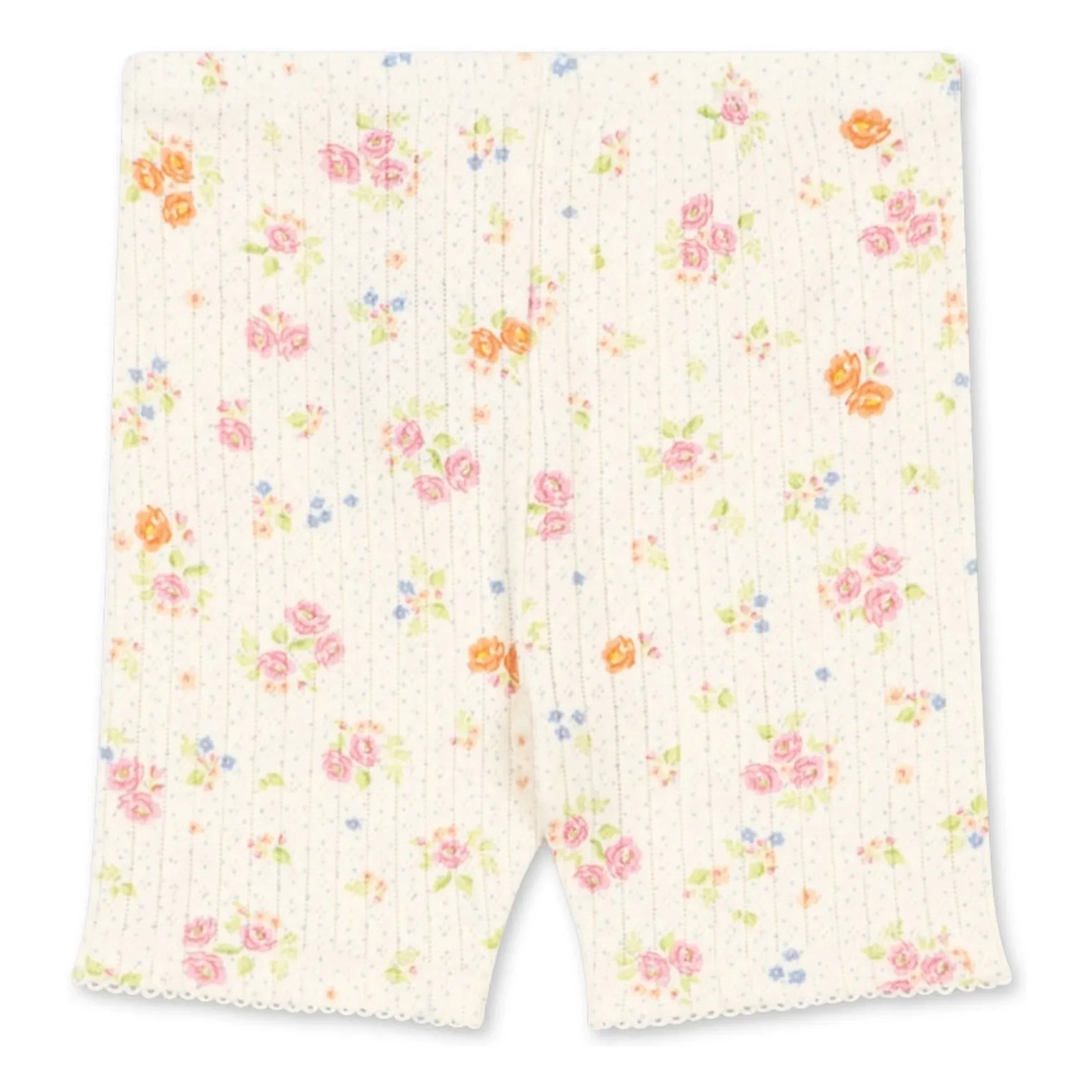 Konges Sløjd - Minnie Gerippte Radlerhose mit Blumenmuster Bio-Baumwolle | Ecru