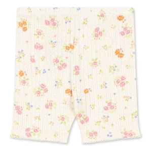 Konges Sløjd - Minnie Gerippte Radlerhose mit Blumenmuster Bio-Baumwolle | Ecru