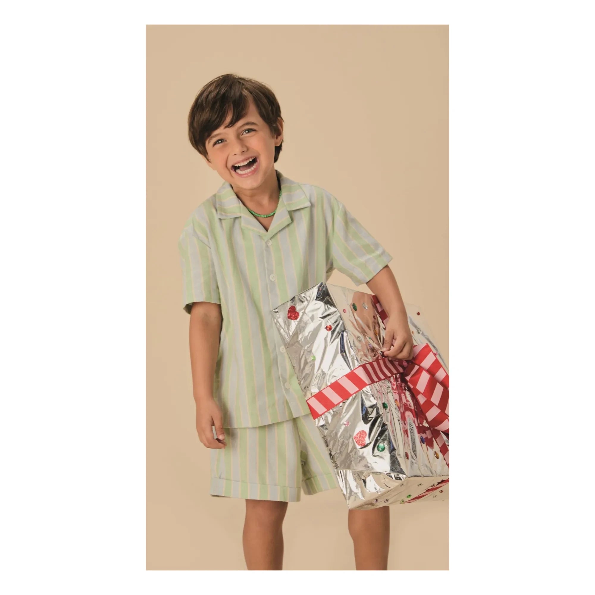 Fabula - Gestreifte Bermuda-Shorts | Hellgrün