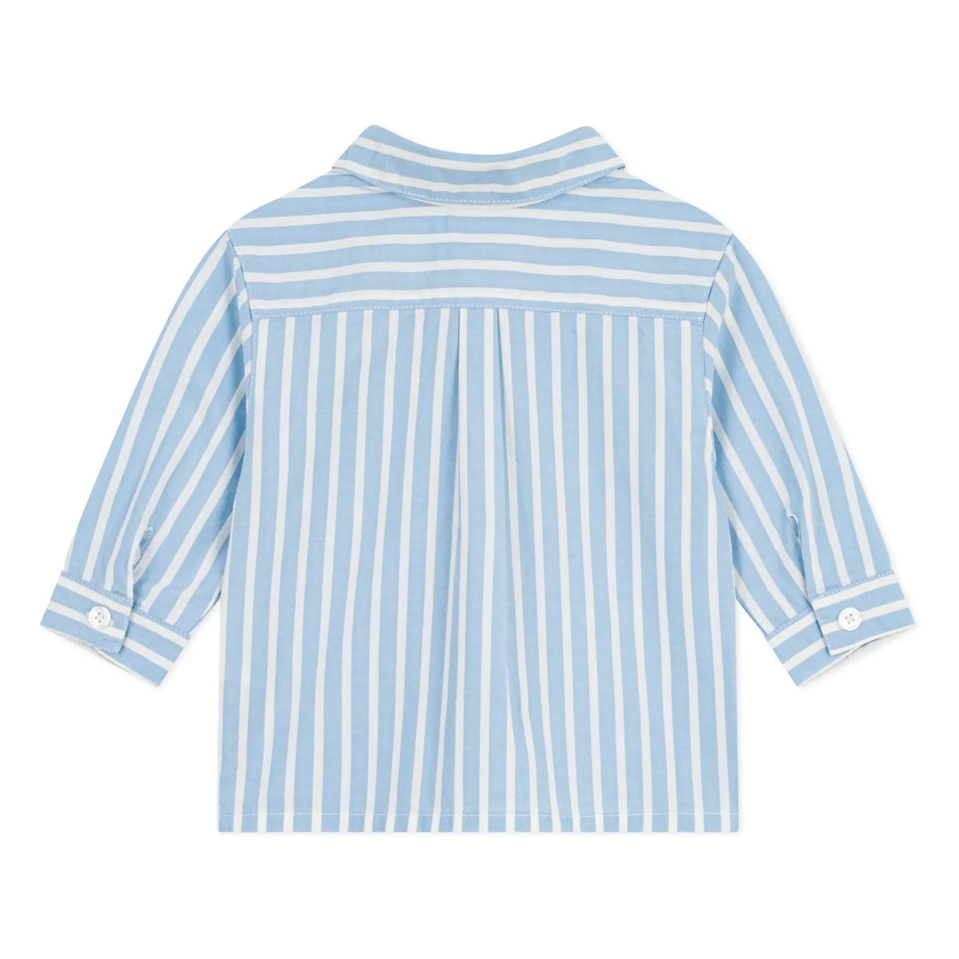 Petit Bateau – Gestreiftes Hemd aus Bio-Baumwollpopeline mit Logo | Blau
