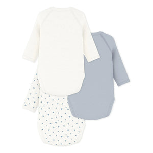 Petit Bateau - 3er Pack Bio-Baumwolle Herzchen-Wickelbodys | Weiß