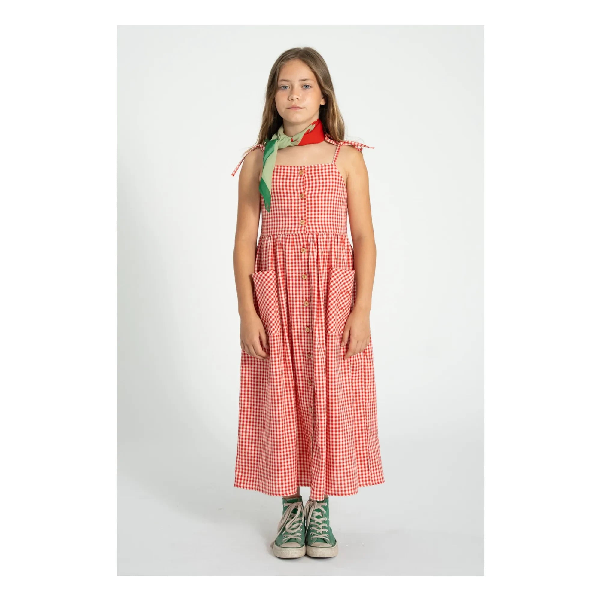 Piupiuchick - Maxikleid aus Bio-Baumwolle mit Gingham-Muster | Rot