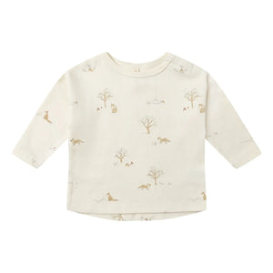 Quincy Mae - T-Shirt aus Bio-Baumwolle mit Fuchs-Print | Elfenbein