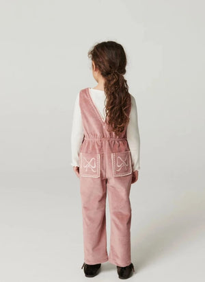 Copenhagen Colors - Organik Pamuklu Fitilli Kadife İşlemeli Tulum | Toz Pembe