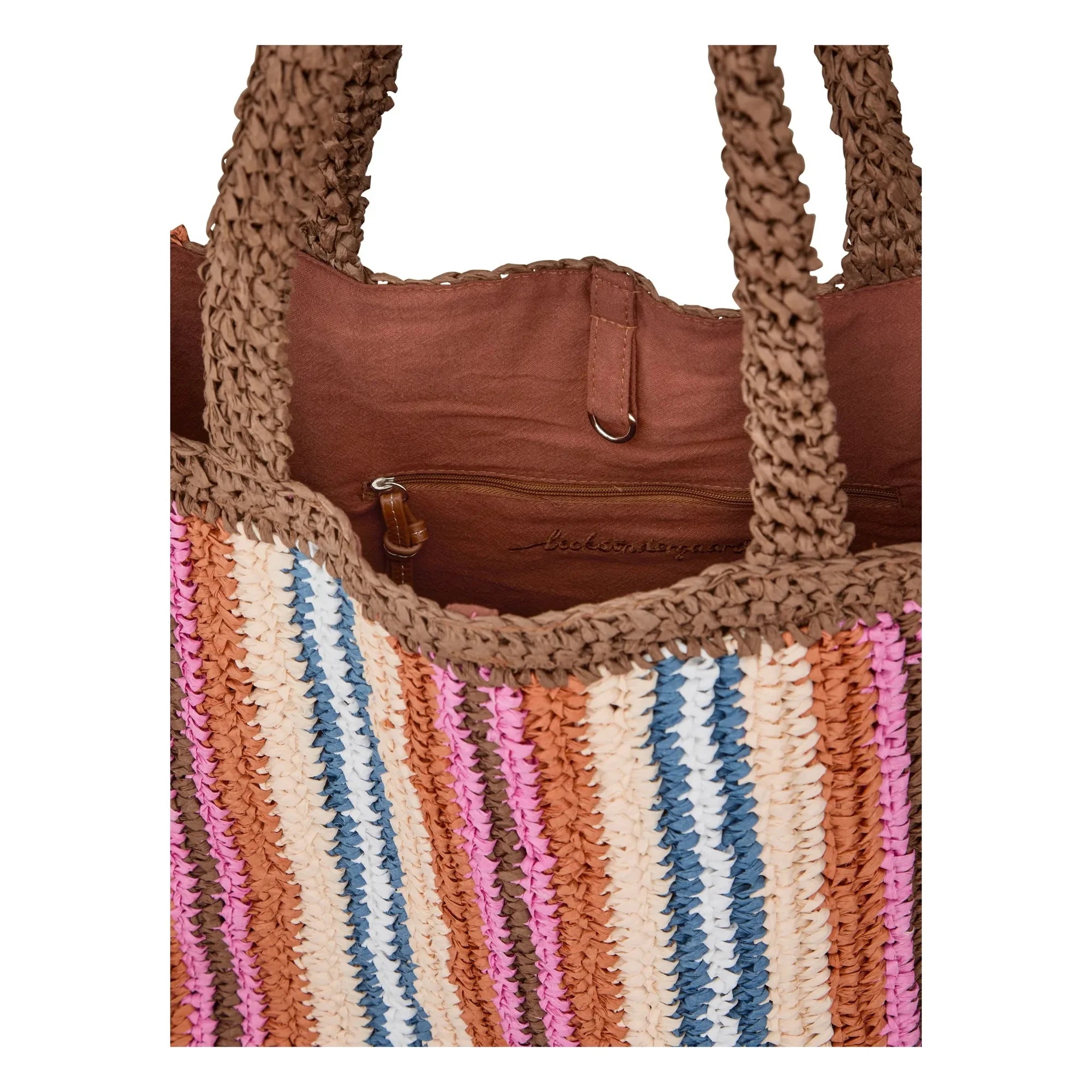 Becksöndergaard - Gestreifte Strohtasche | Braun