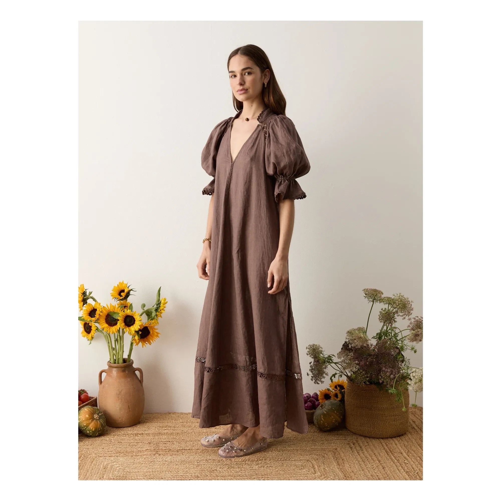 Boteh - Myra Leinenkleid | Mokka