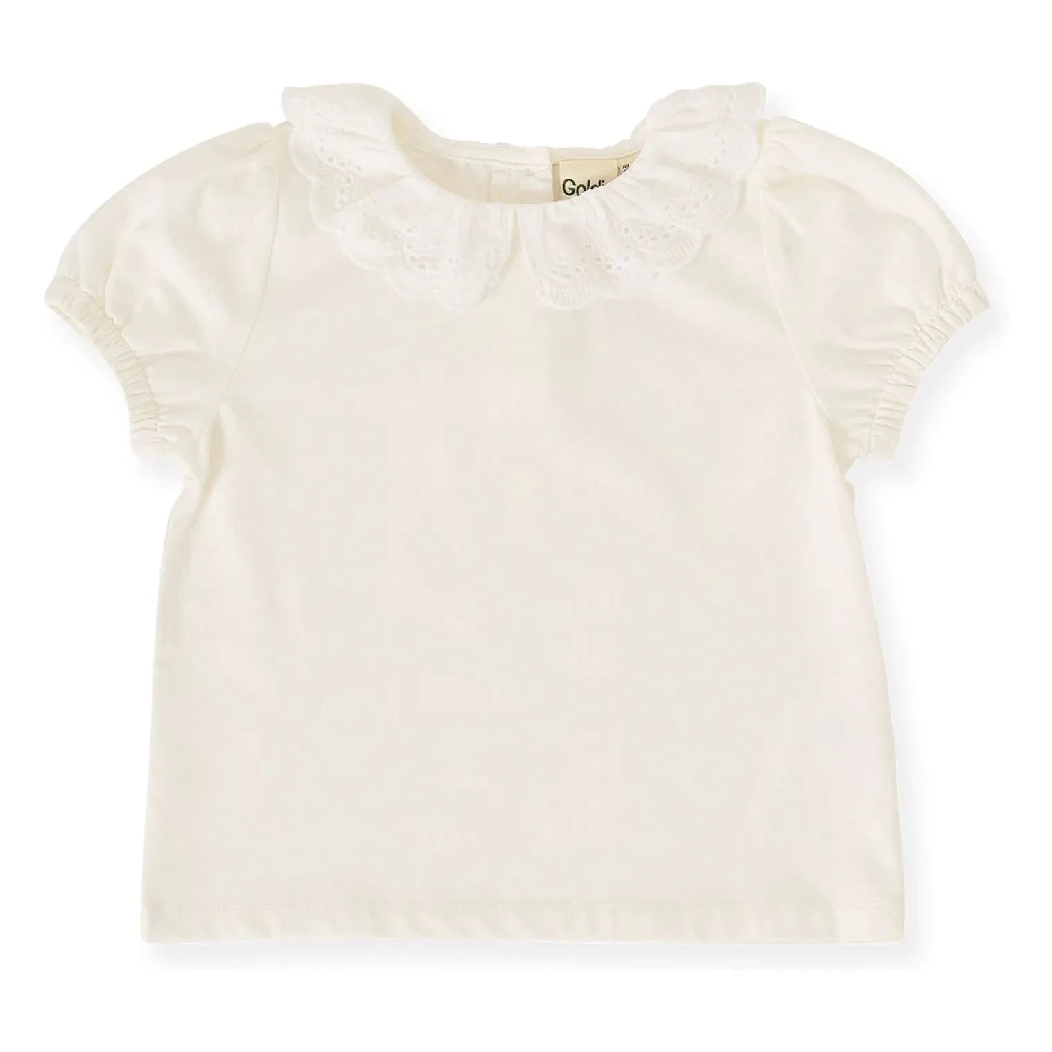 Goldie + Ace – T-Shirt mit Rüschenkragen | Weiß