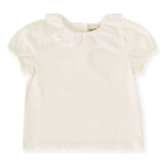 Goldie + Ace – T-Shirt mit Rüschenkragen | Weiß
