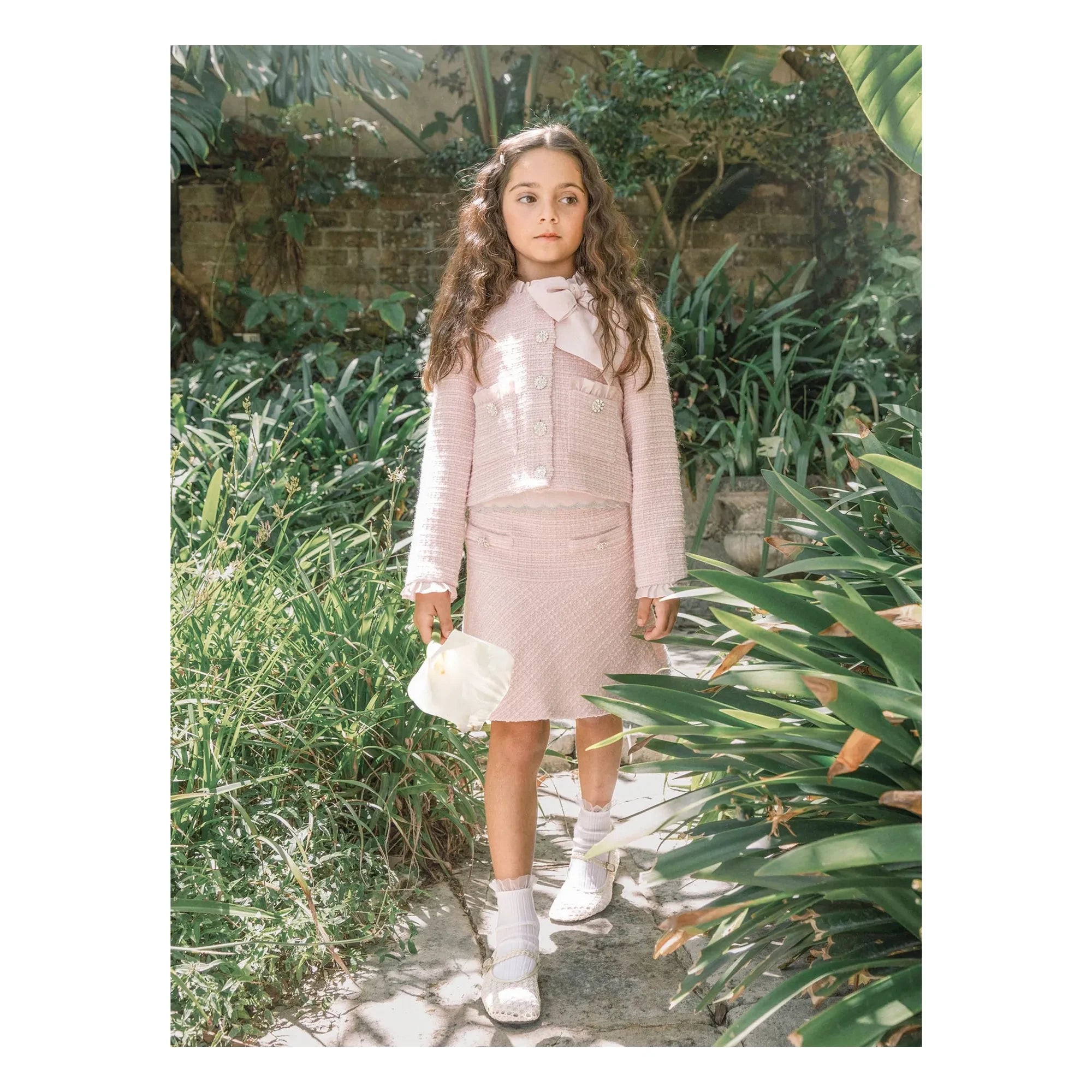 Tutu du Monde - Tozlu Petal Tweed etek | Pudra pembesi