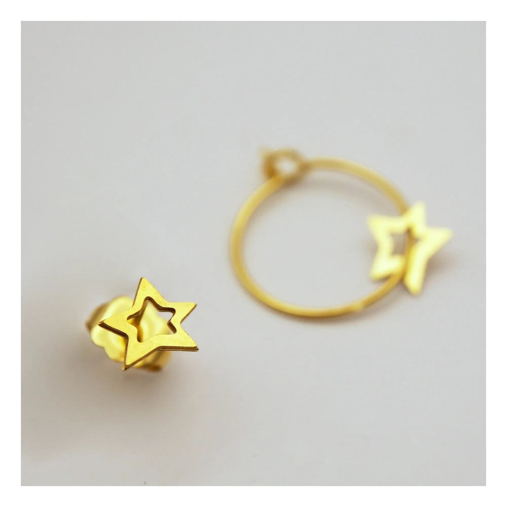 Adorabili - Duo Ohrringe Elise Großer Stern | Gold