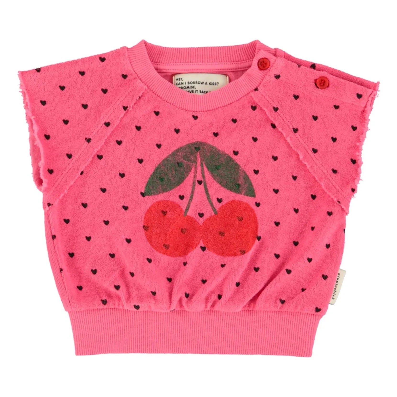 Piupiuchick - Kiraz Bio-Baumwolle Frottee ärmelloses Sweatshirt | Fuchsia