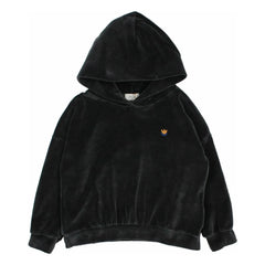 Búho - Kadife organik pamuklu kapüşonlu sweatshirt | Kömür grisi