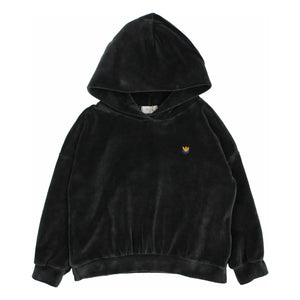 Búho - Kadife organik pamuklu kapüşonlu sweatshirt | Kömür grisi