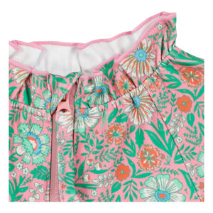 Bonton - Langärmliger Badeanzug mit Rüschenkragen Blüten | Lila