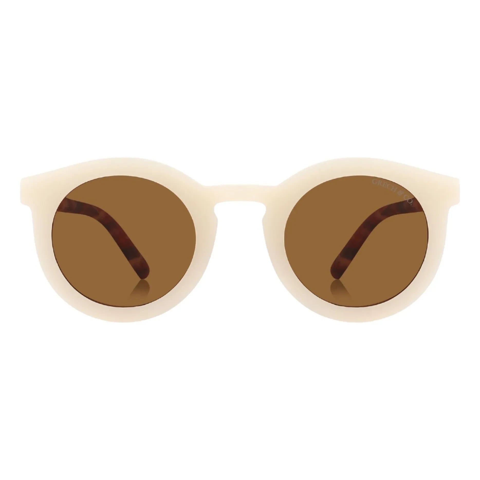 Grech & Co - Klassische Sonnenbrille mit polarisierten Bügeln, Pailletten, Bio-Fasern | Ecru