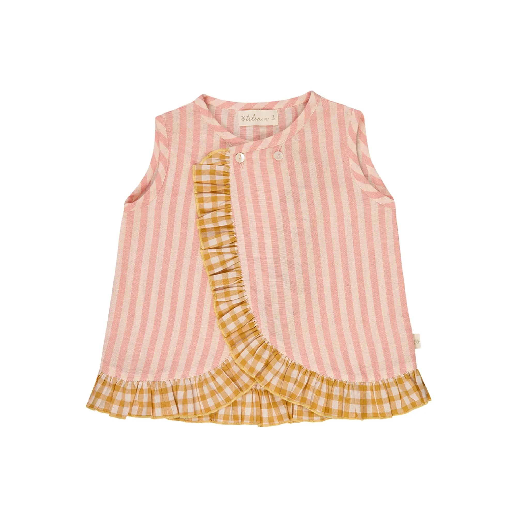 Lilinoa - Gestreiftes Wickeloberteil aus Baumwollvoile | Rosa