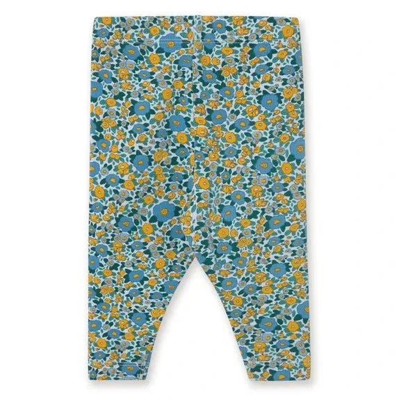 Tinycottons – Leggings aus Bio-Baumwolle mit Rippstrick und Blumenmuster | Blau