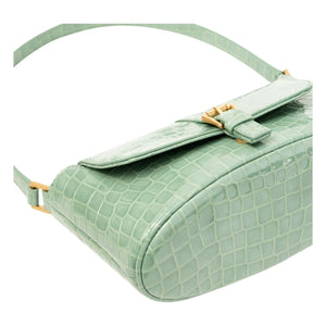 BY FAR - Miranda Baguette Kroko-Leder Tasche | Mintgrün