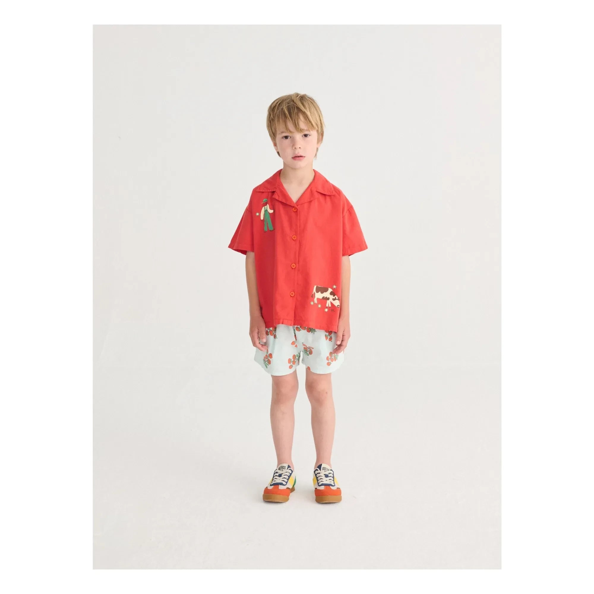 Bobo Choses - Bio-Baumwollshorts mit Tomaten | Hellblau
