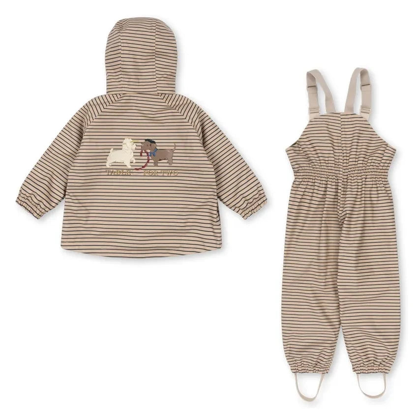 Konges Sløjd - Gestreiftes Regen-Set | Beige