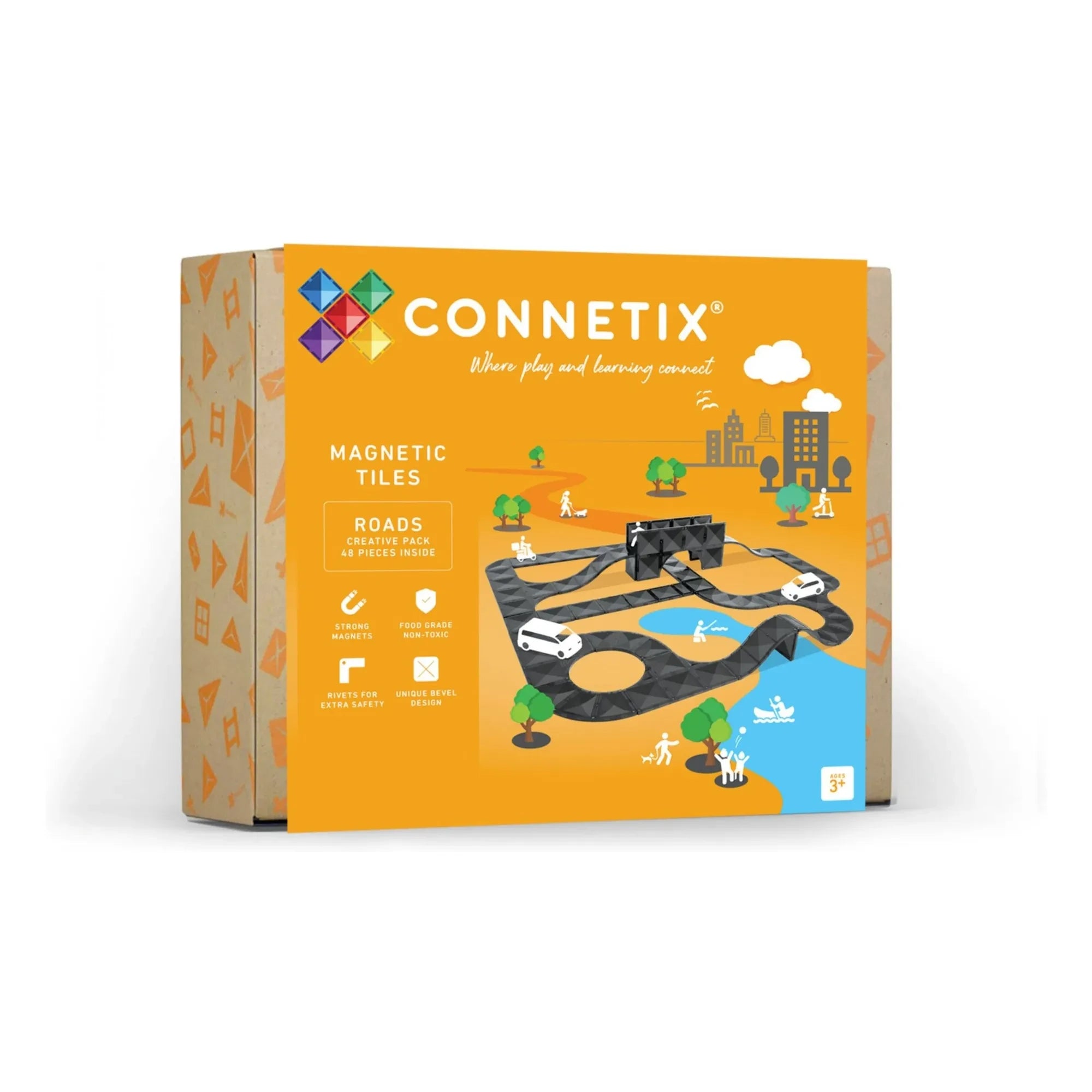 Connetix - Roads Creative Pack - 48 Teile | Schwarz