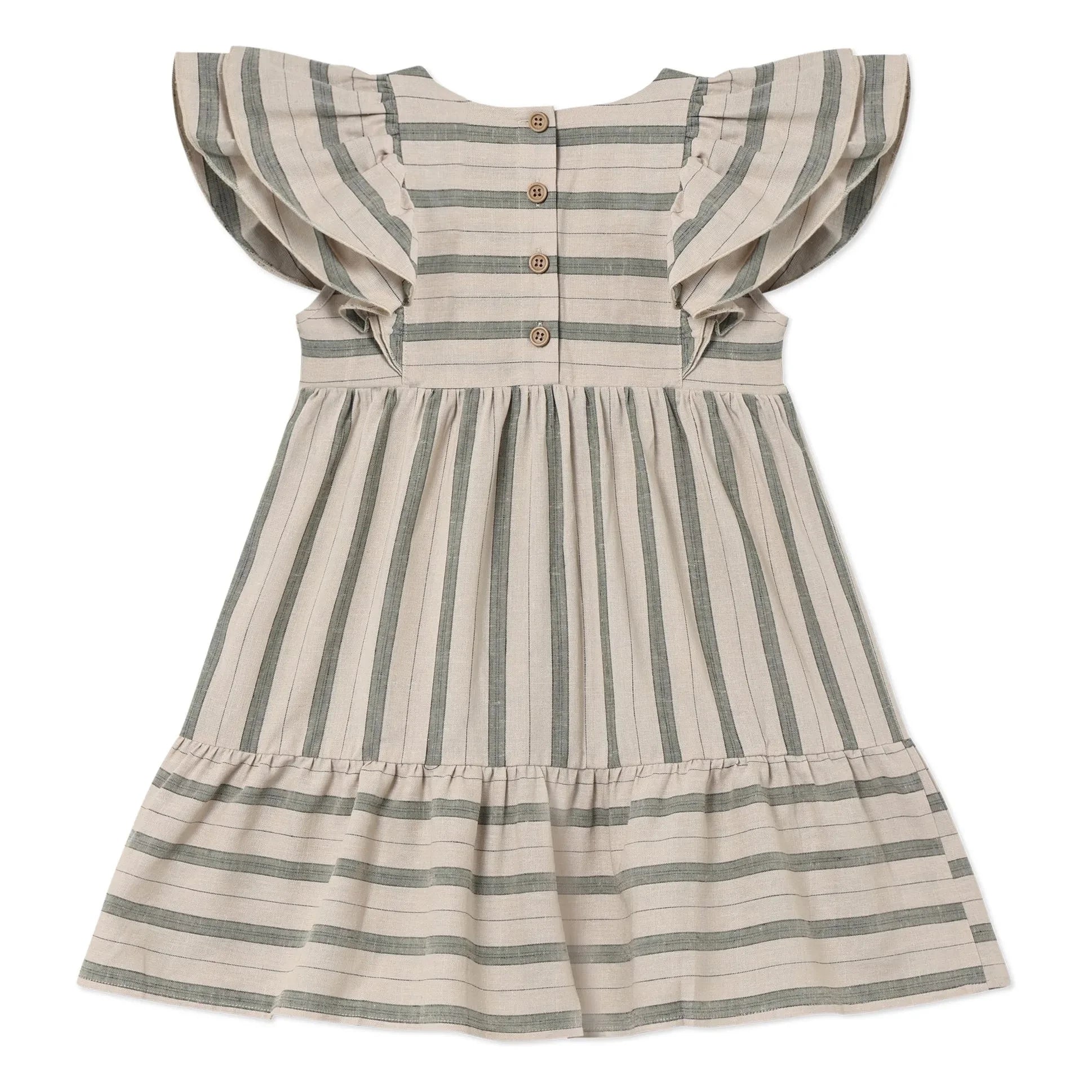 Fliink - Vira Gestreiftes Leinenkleid | Ecru