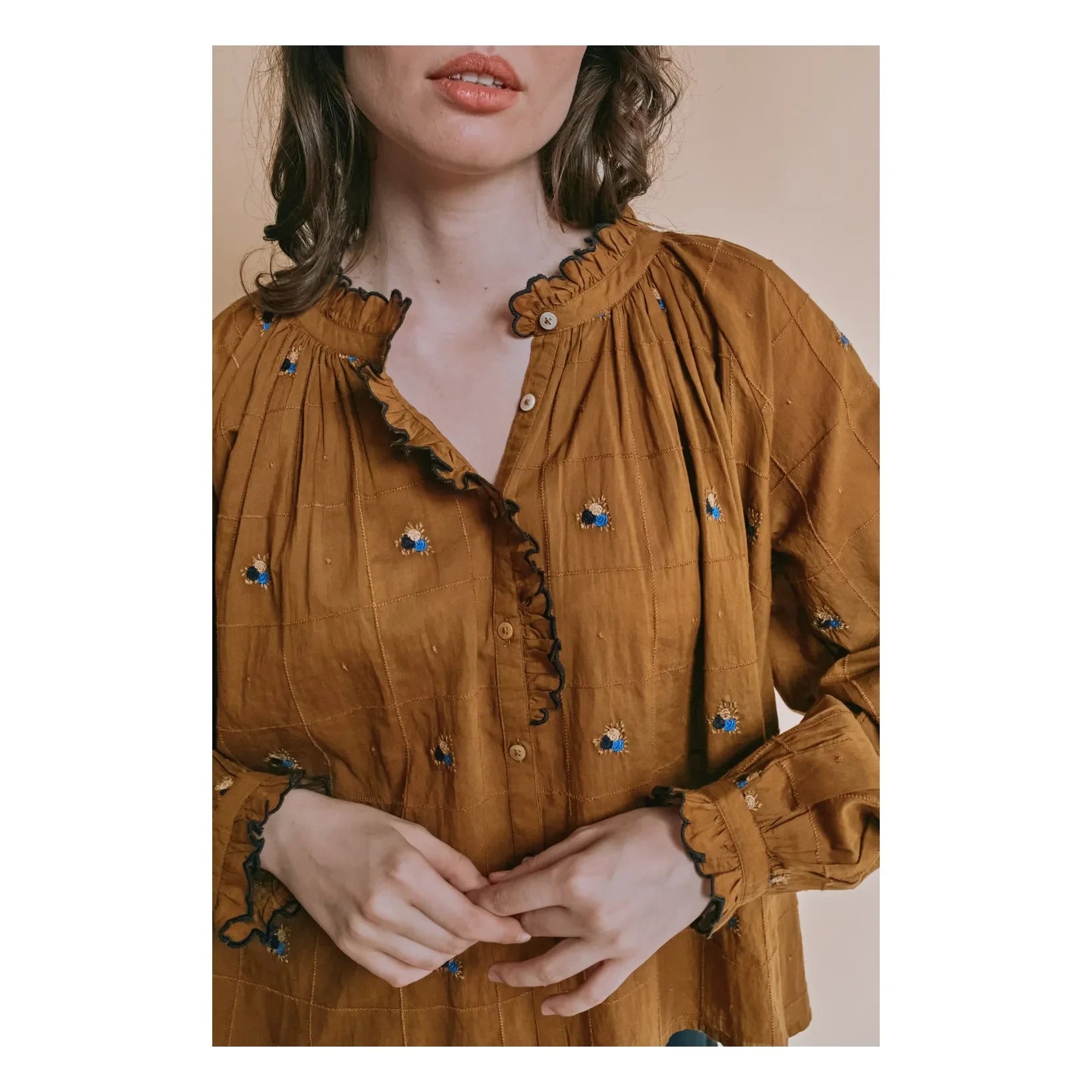 Emile et Ida - Vintage Elyana bluz | Taupe kahverengi