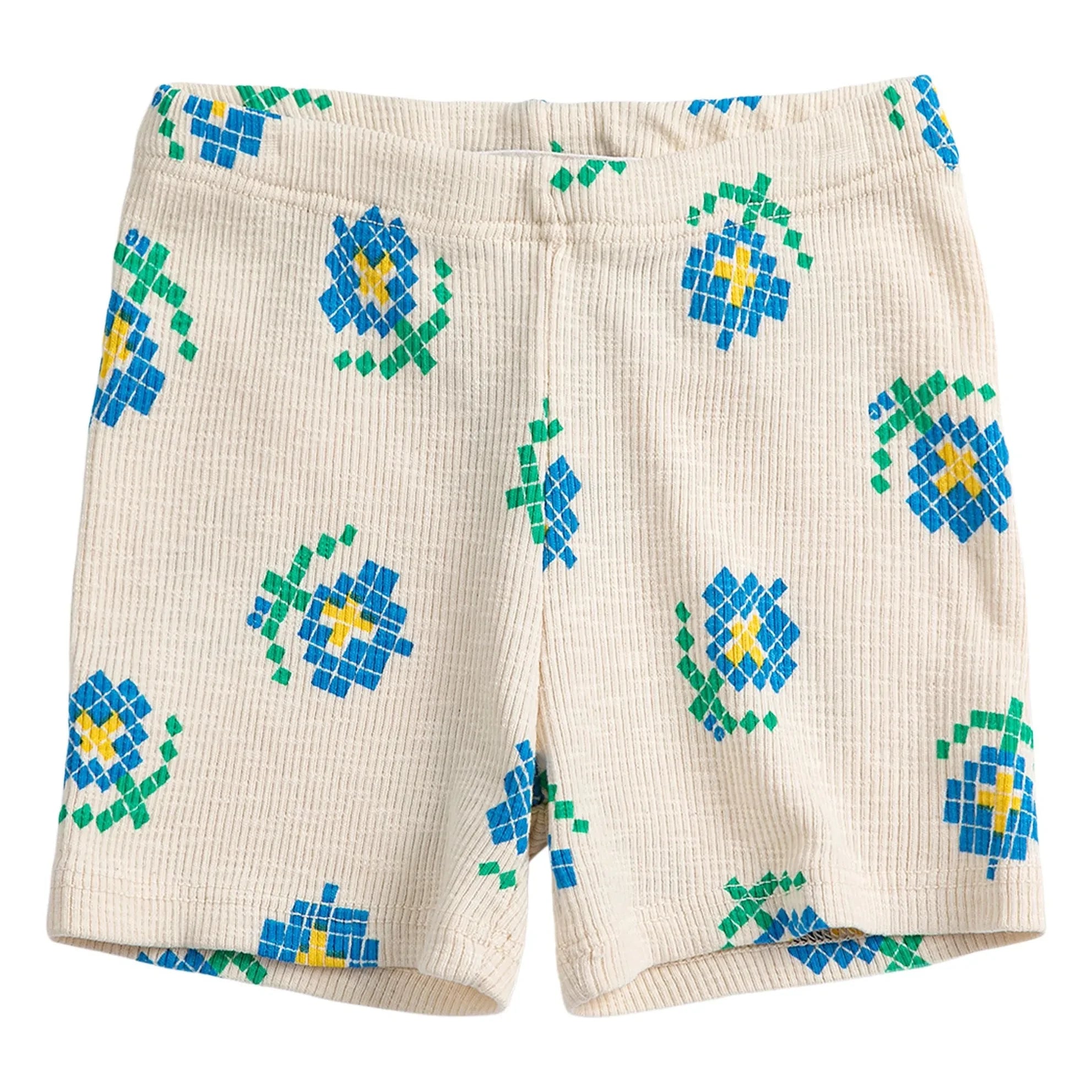 Bobo Choses - Gerippte Shorts aus Bio-Baumwolle mit Blumenmuster | Ecru