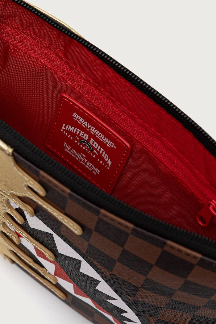 Sprayground - Braune Kunstleder Damen Umhängetasche mit Haien in Paris 910B9344NSZ