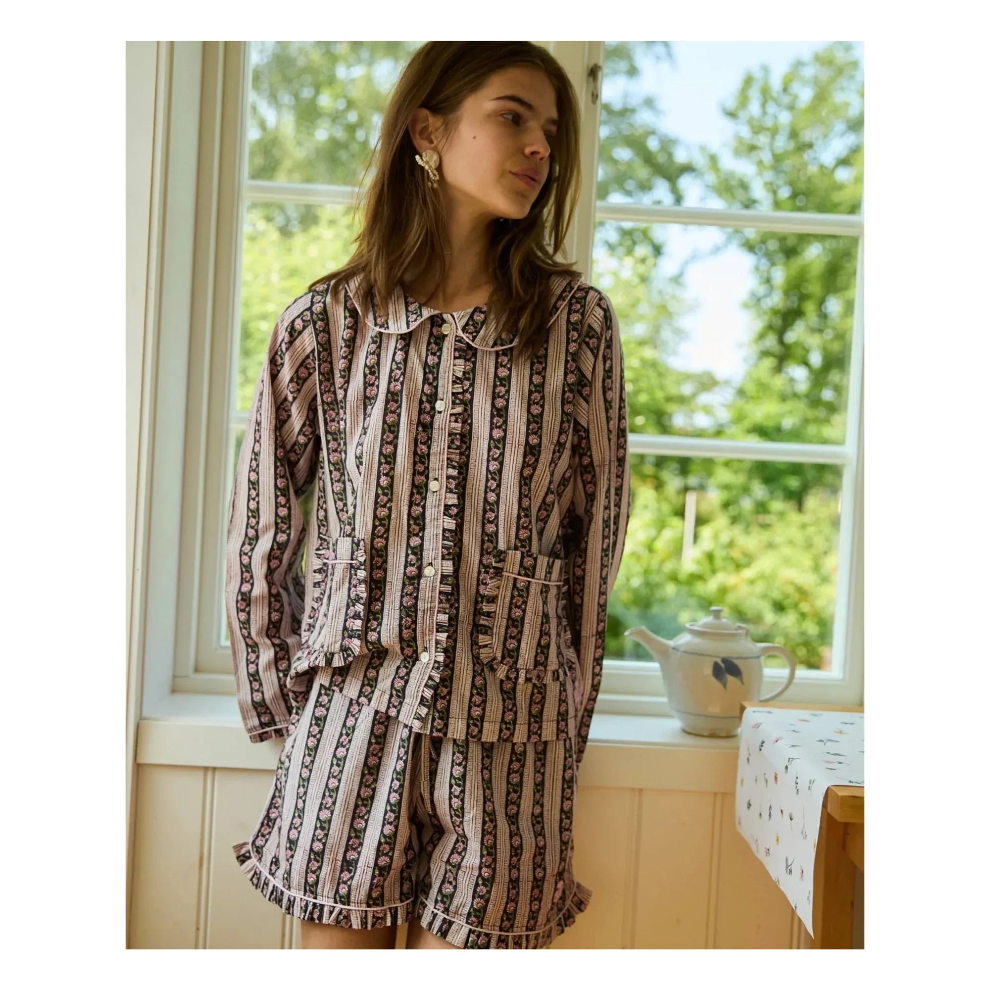 SISSEL EDELBO - Nuvena Çizgili Pijama | Siyah
