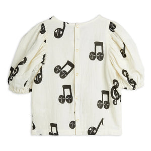 Mini Rodini - Bluse Notes Bio-Baumwollmusselin | Weiß