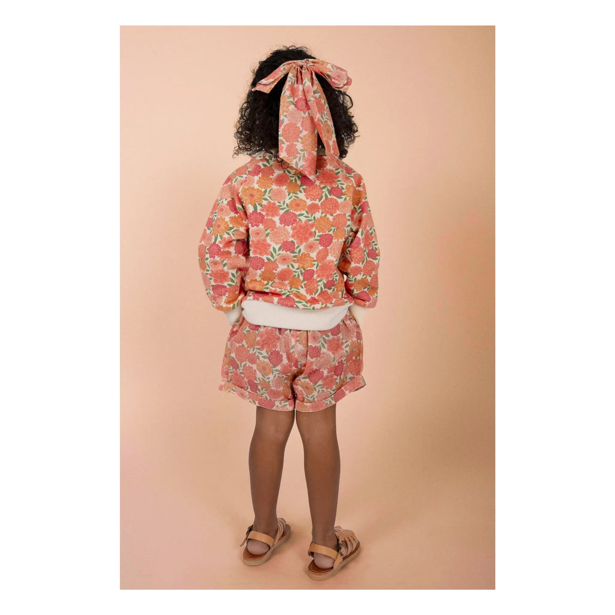Loir - Camille Shorts Bio-Baumwolle Blumen | Koralle
