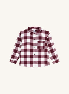 Petit Bateau - Organik Pamuklu Ekose Gömlek | Bordo