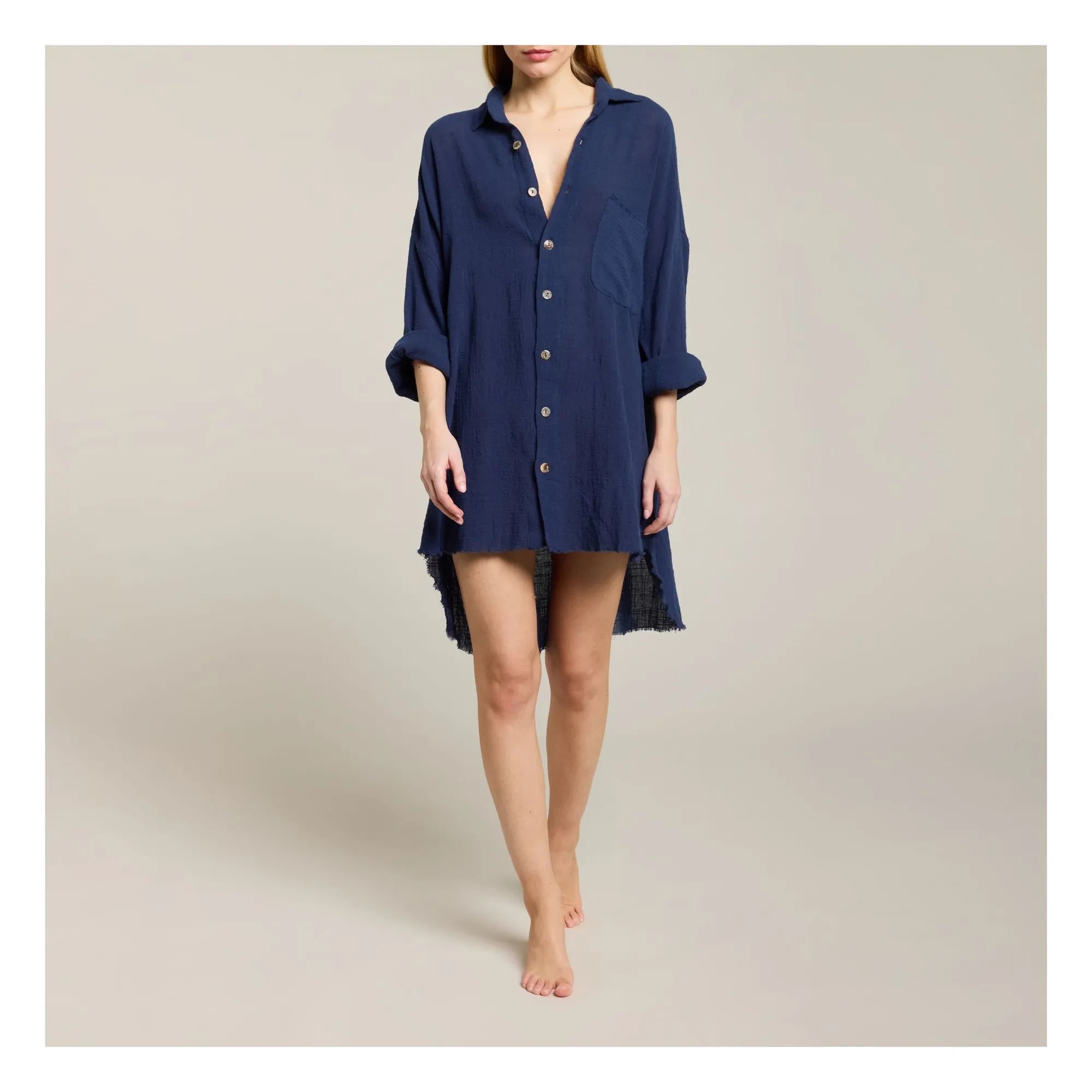 Maison Saint Julien - Mykonos Baumwoll-Gaze-Kleid | Marineblau