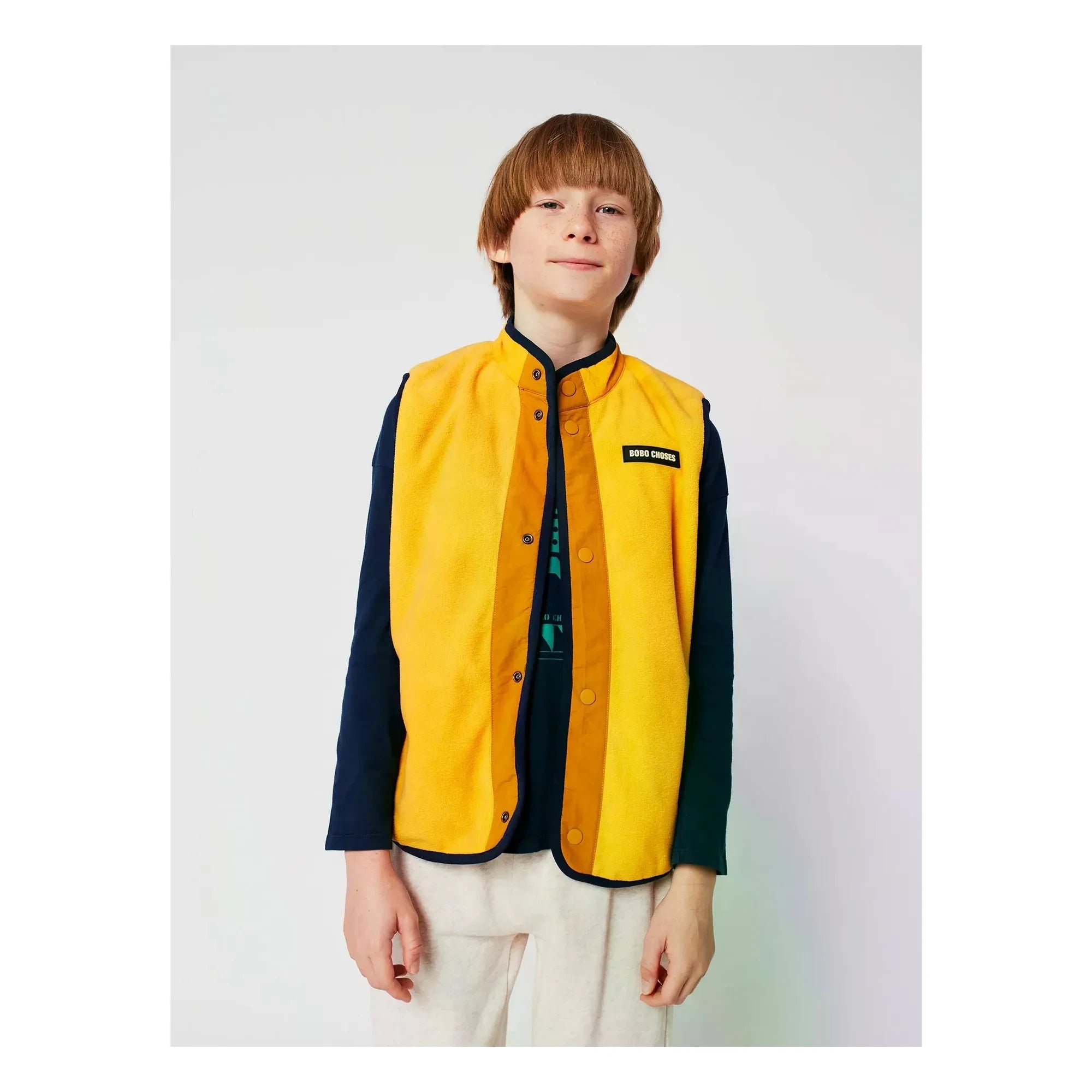 Bobo Choses - Wendbare ärmellose Jacke aus recycelter Faser | Gelb