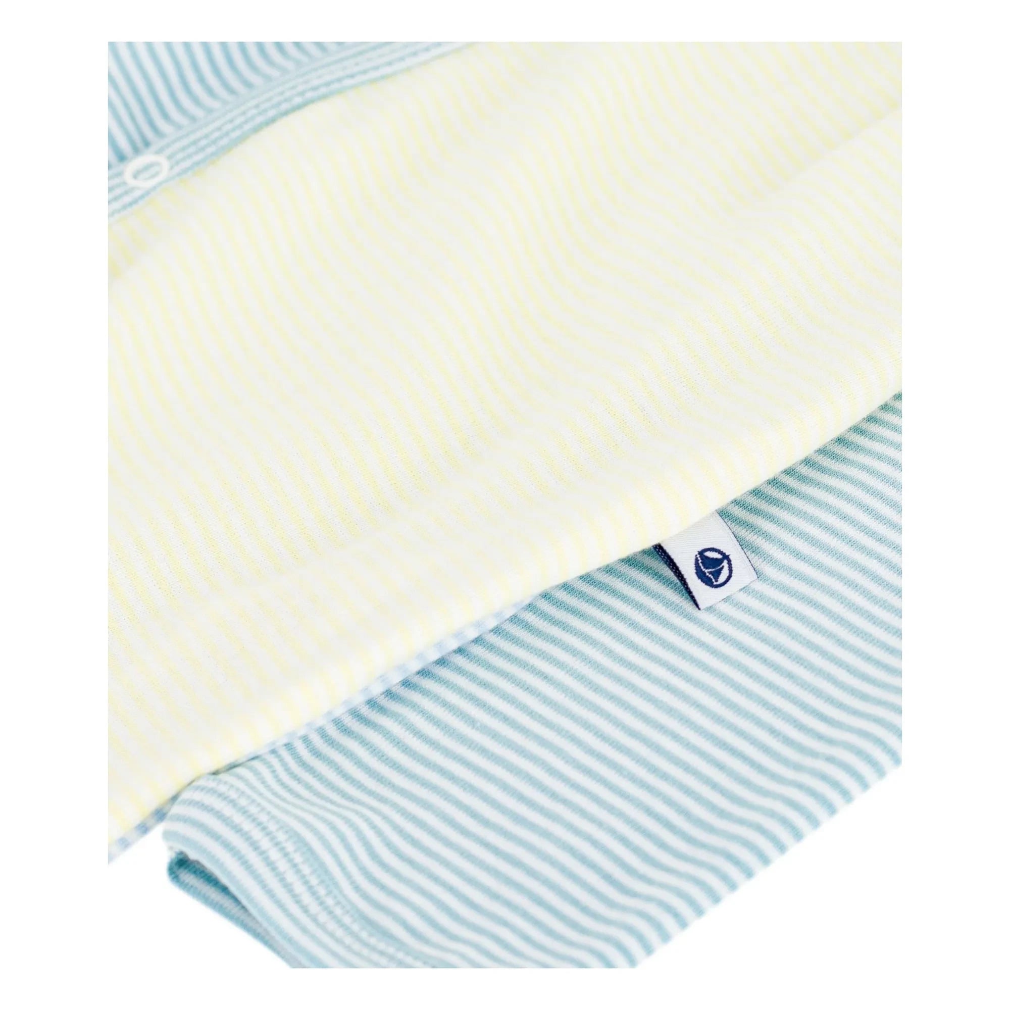 Petit Bateau - Dors Bien Farbblock-gestreifter Milleraies Bio-Baumwoll-Schlafanzug | Grün