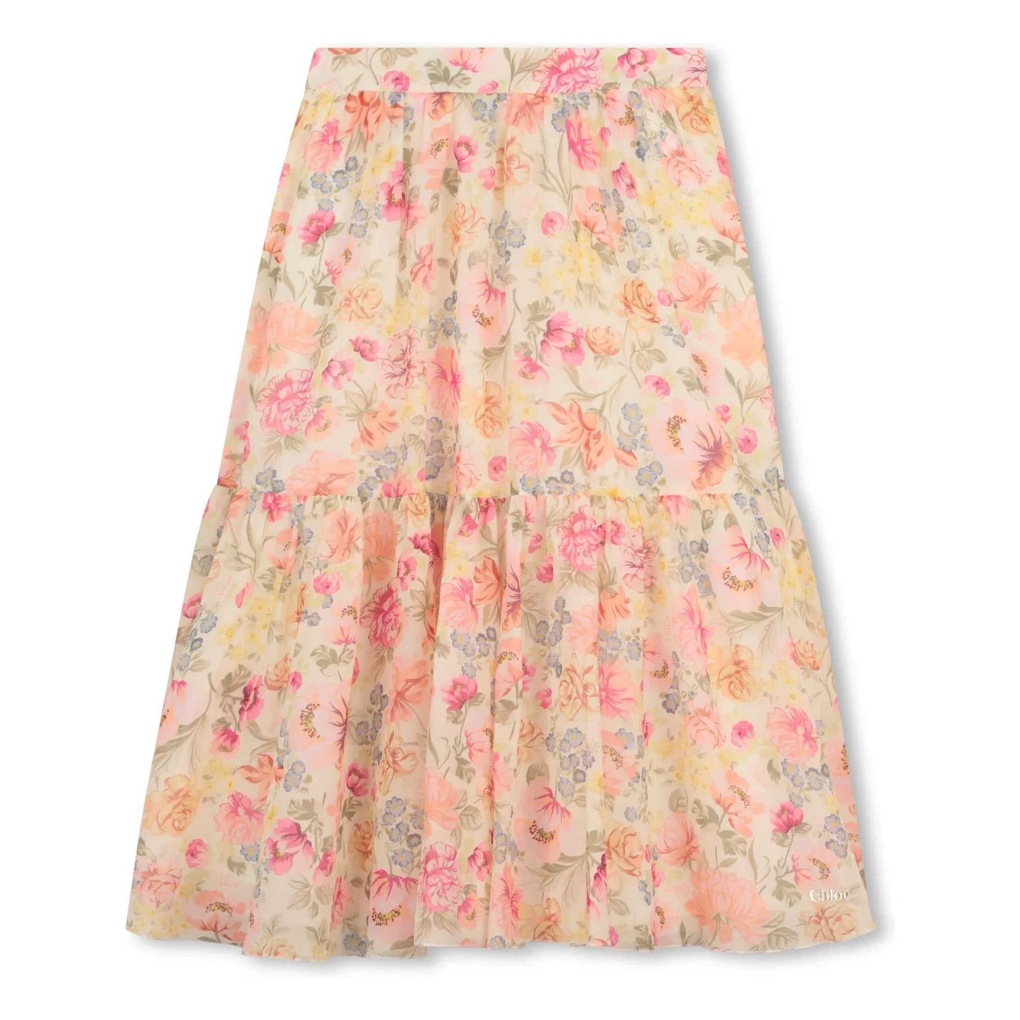 Chloé – Rock aus Bio-Baumwolle mit Blumenmuster | Creme