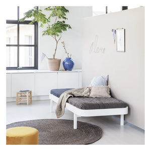 Oliver Furniture - Meşe Ahşap Şezlong Yatak 90x200 cm | Beyaz