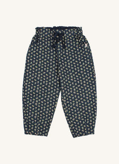 Búho - Blumenmuster Mädchenhose | Dunkelblau