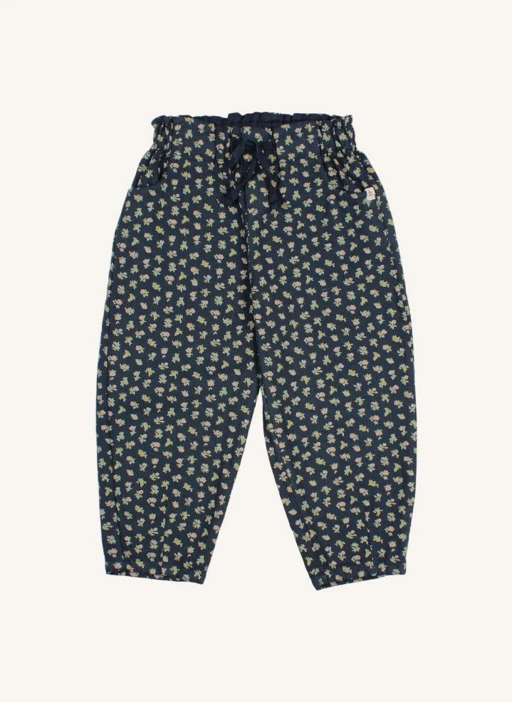 Búho - Blumenmuster Mädchenhose | Dunkelblau
