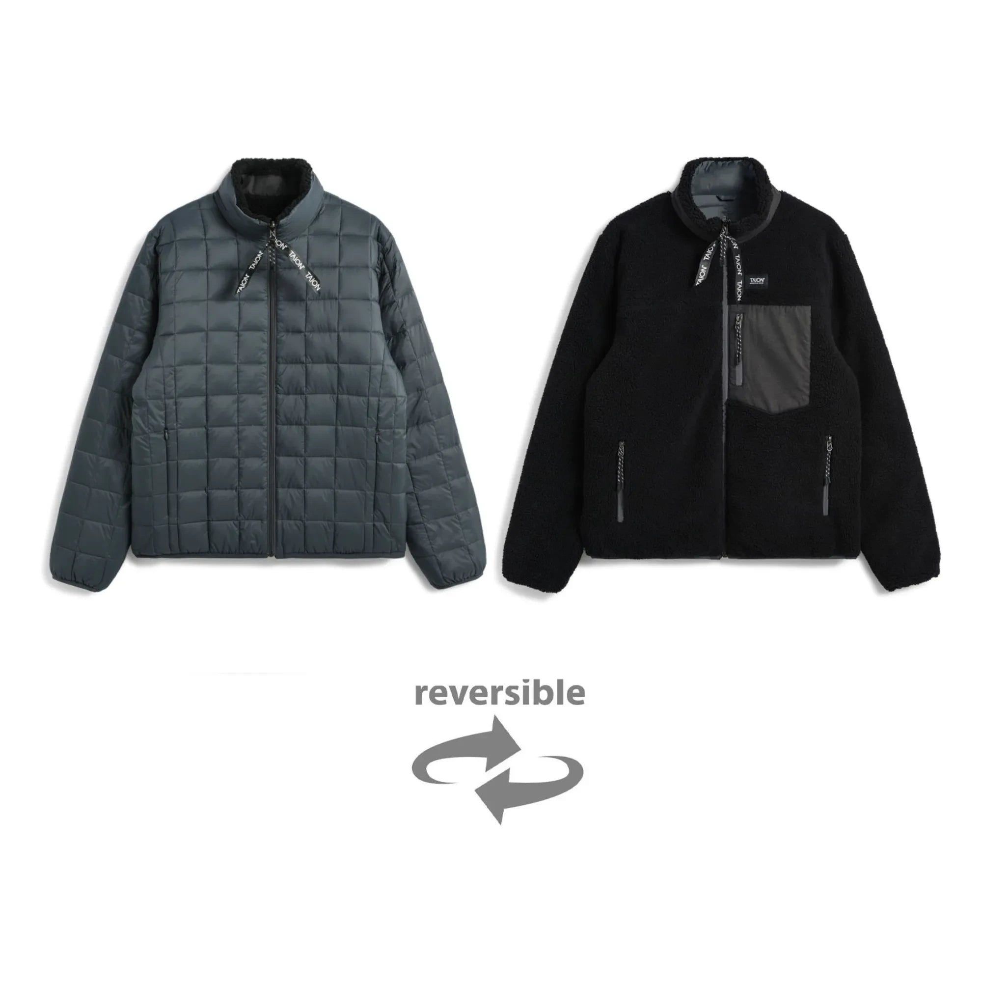 Taion - Wendbare Daunen- und Fleece-Unisex-Jacke | Anthrazit