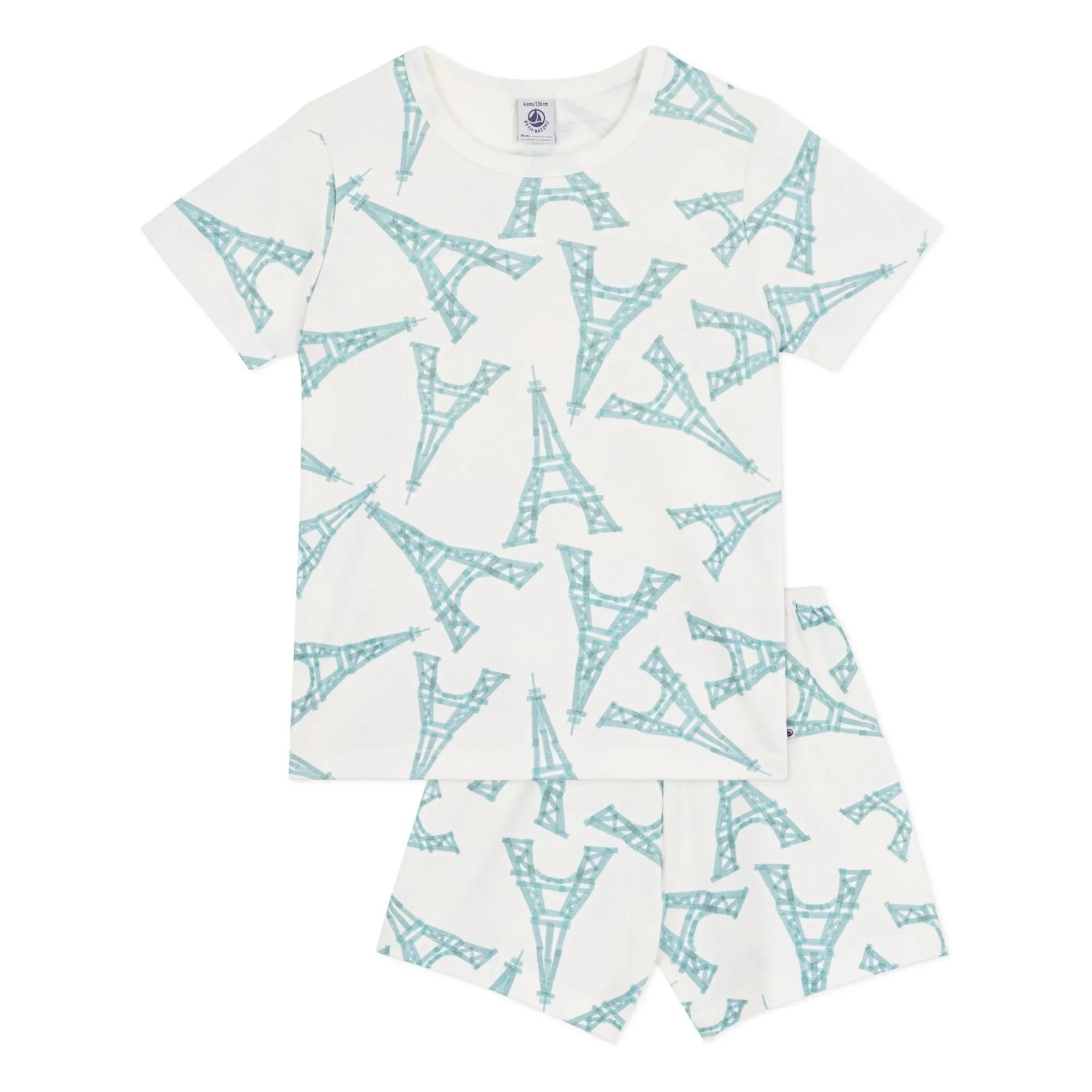 Petit Bateau - Pyjama Shorts Eiffelturm | Weiß