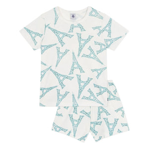Petit Bateau - Pyjama Shorts Eiffelturm | Weiß