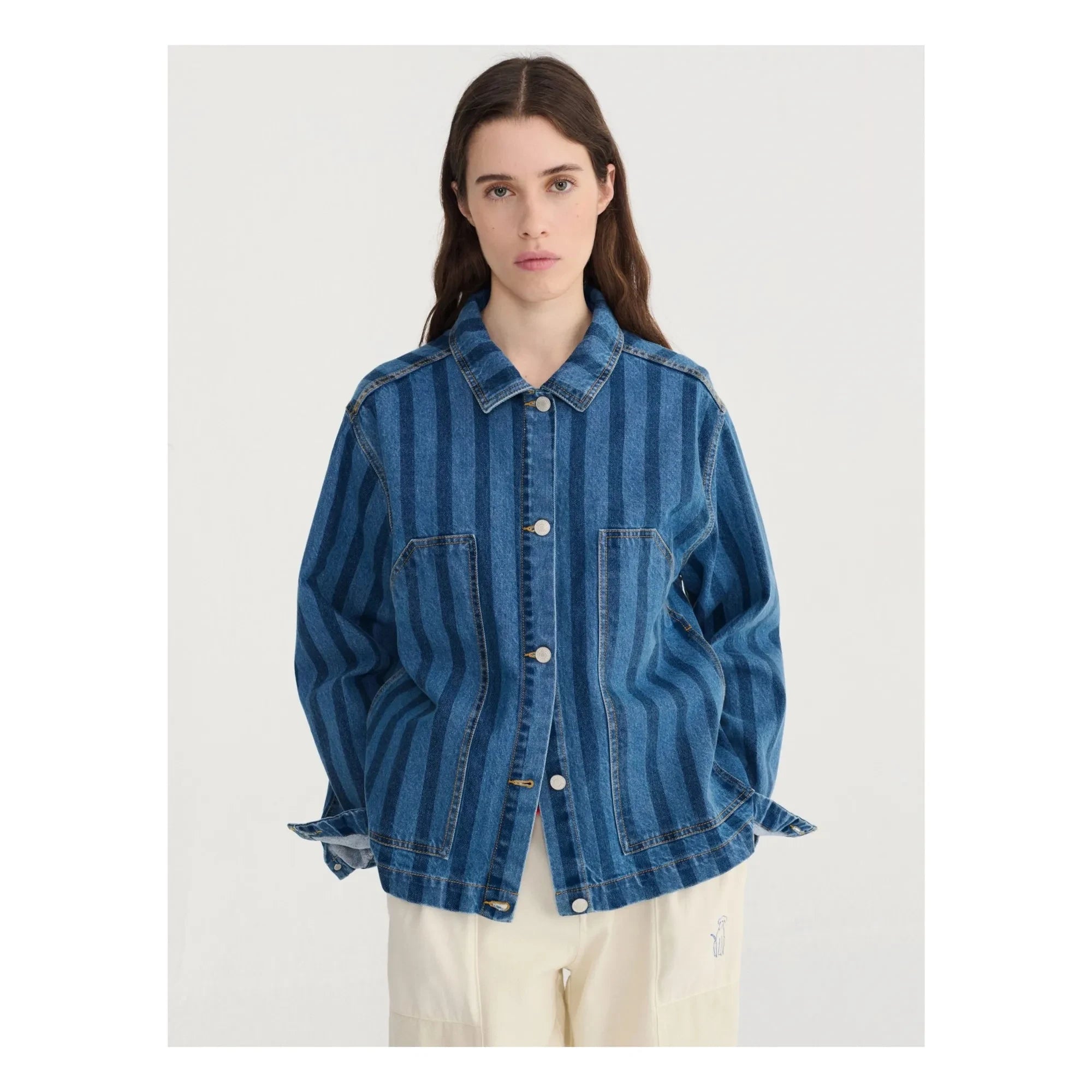 Bobo Choses - Blaue Jeansjacke mit Streifen aus Bio-Baumwolle
