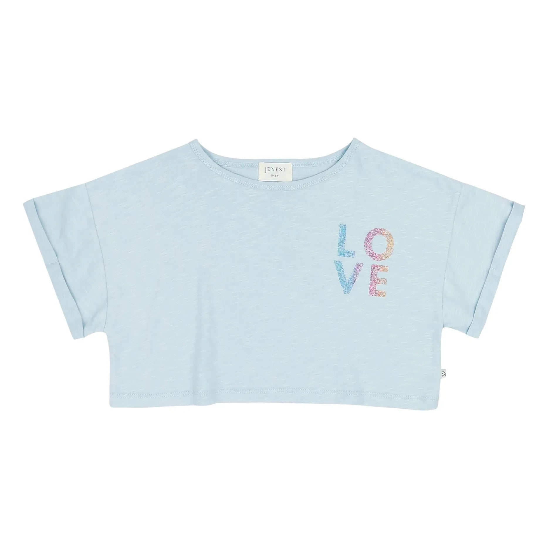 Jenest - Lizzy Love Bio-Baumwolle Crop T-Shirt | Hellblau