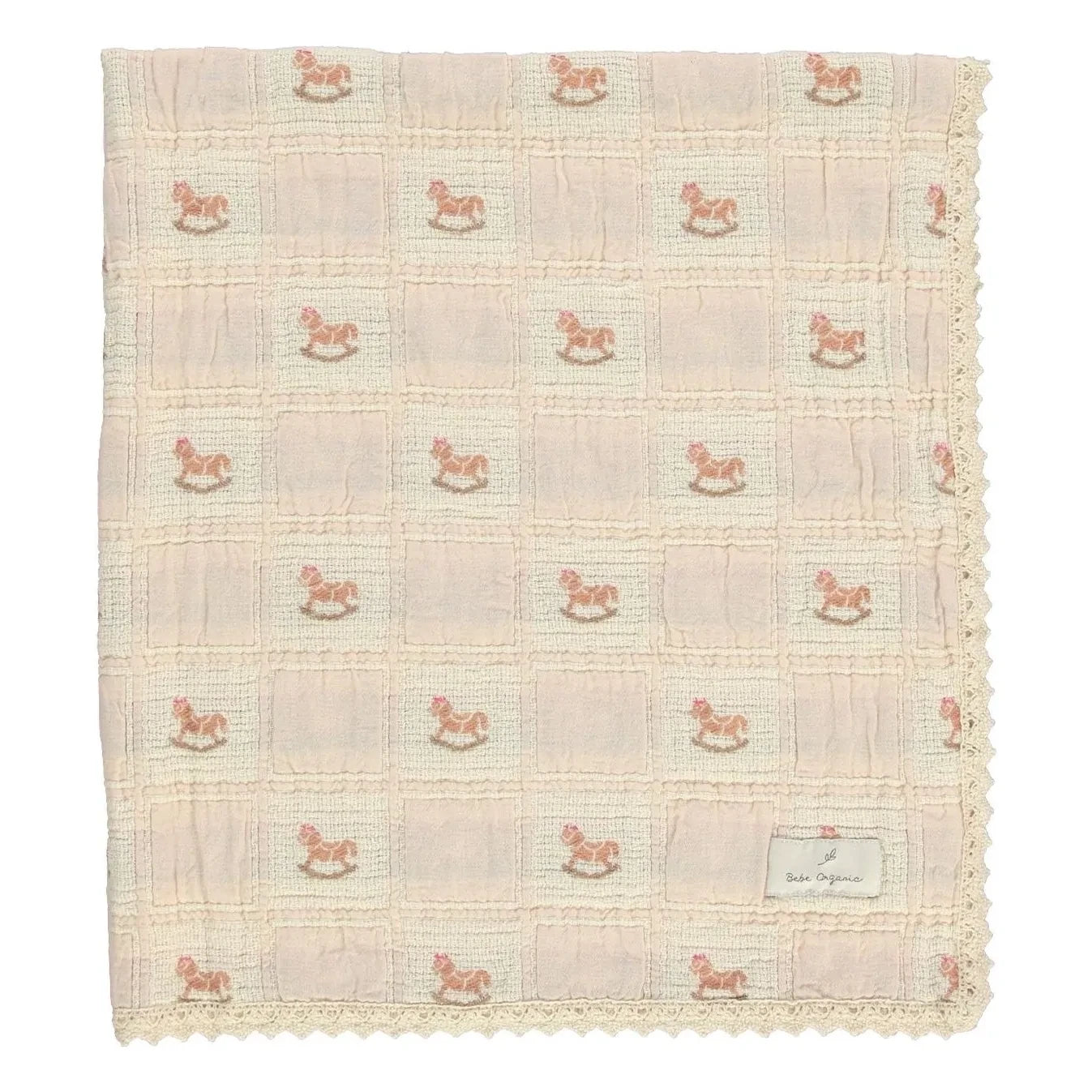 Bebe Organic - Schaukelpferd Bio-Baumwolldecke | Dusty Pink