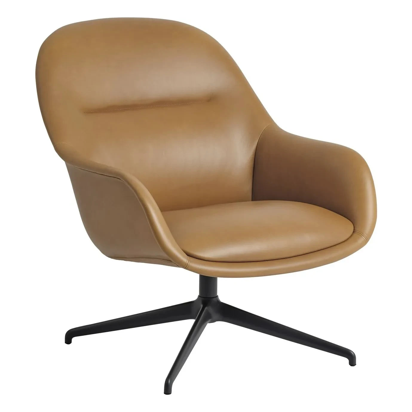 Muuto - Fiber Leder Lounge Stuhl, Iskos-Berlin | Cognac