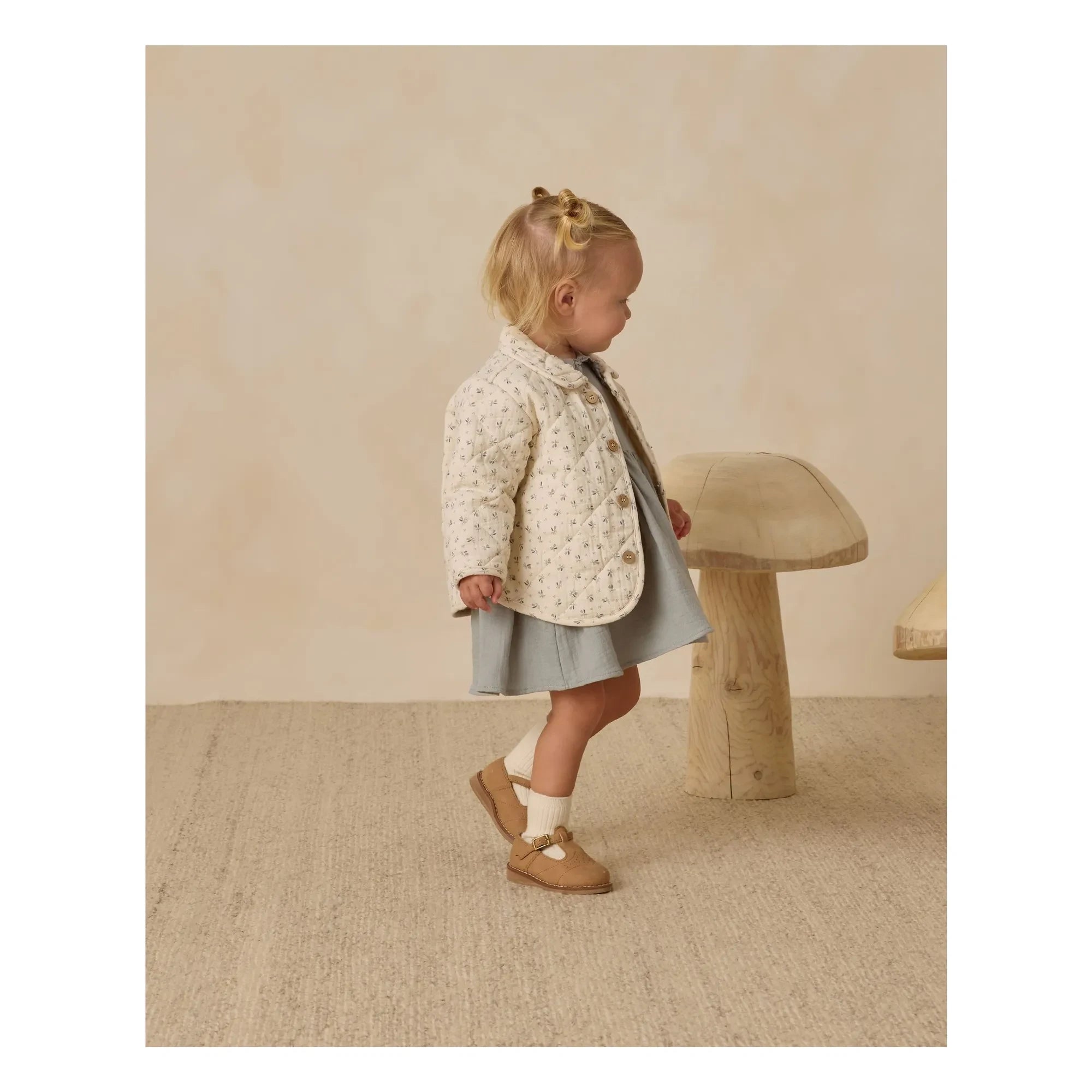 Quincy Mae - Fleurie Gesteppte Jacke aus Bio-Baumwollgaze | Ecru